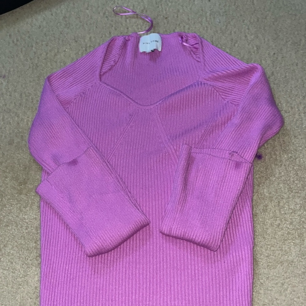 Purple ripped tee with sweetheart neckline